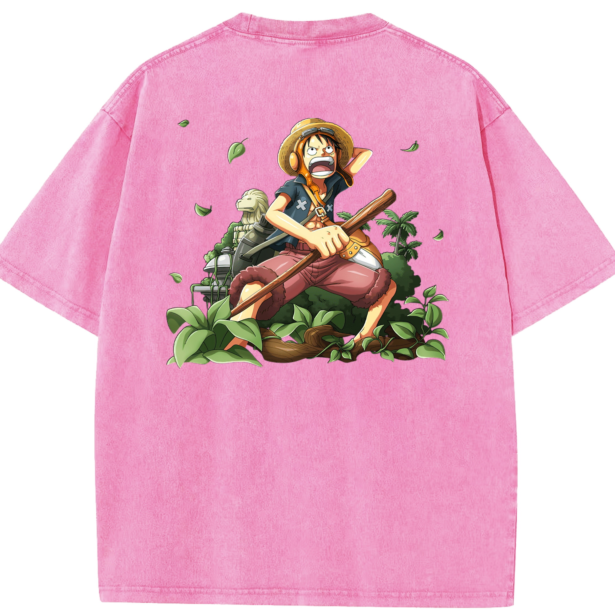 ワンピース モンキー・D・ルフィ ONE PIECE Monkey D. Luffy 綿100% ヴィンテージ風 半袖Tシャツ（背面プリント）
